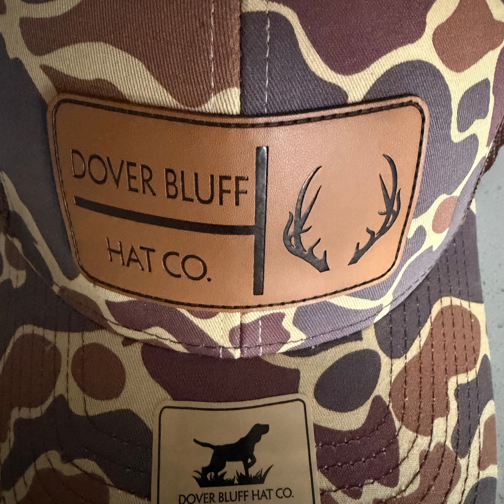 Dover Bluff Hat Co Duck Camo Trucker Hat Brown Mesh Snapback Antler Patch NEW - Picture 5 of 5